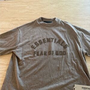 Fear of God Essentials Gray Embossed Logo Long Sleeve Shirt
